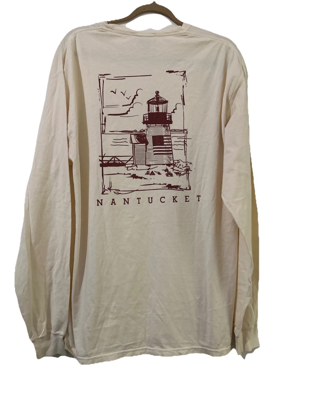 NANTUCKET mens Long Sleeve shirt comfort wash cream  Sz L  Runs Big NWOT